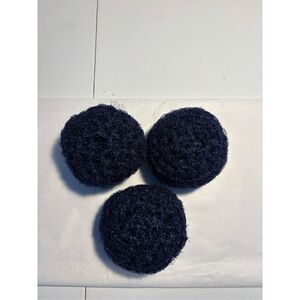 3 Handmade crocheted dish scrubbies made with premium nylon netting (navy blue)